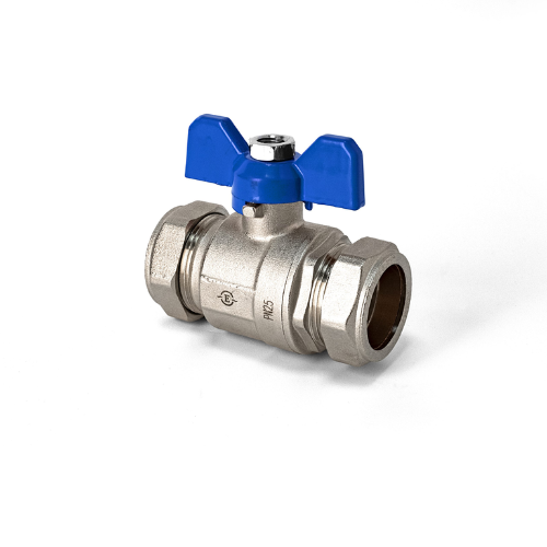 Inta Ball Valve - Full Bore - Blue Butterfly Handle - 35mm - BBV209335B