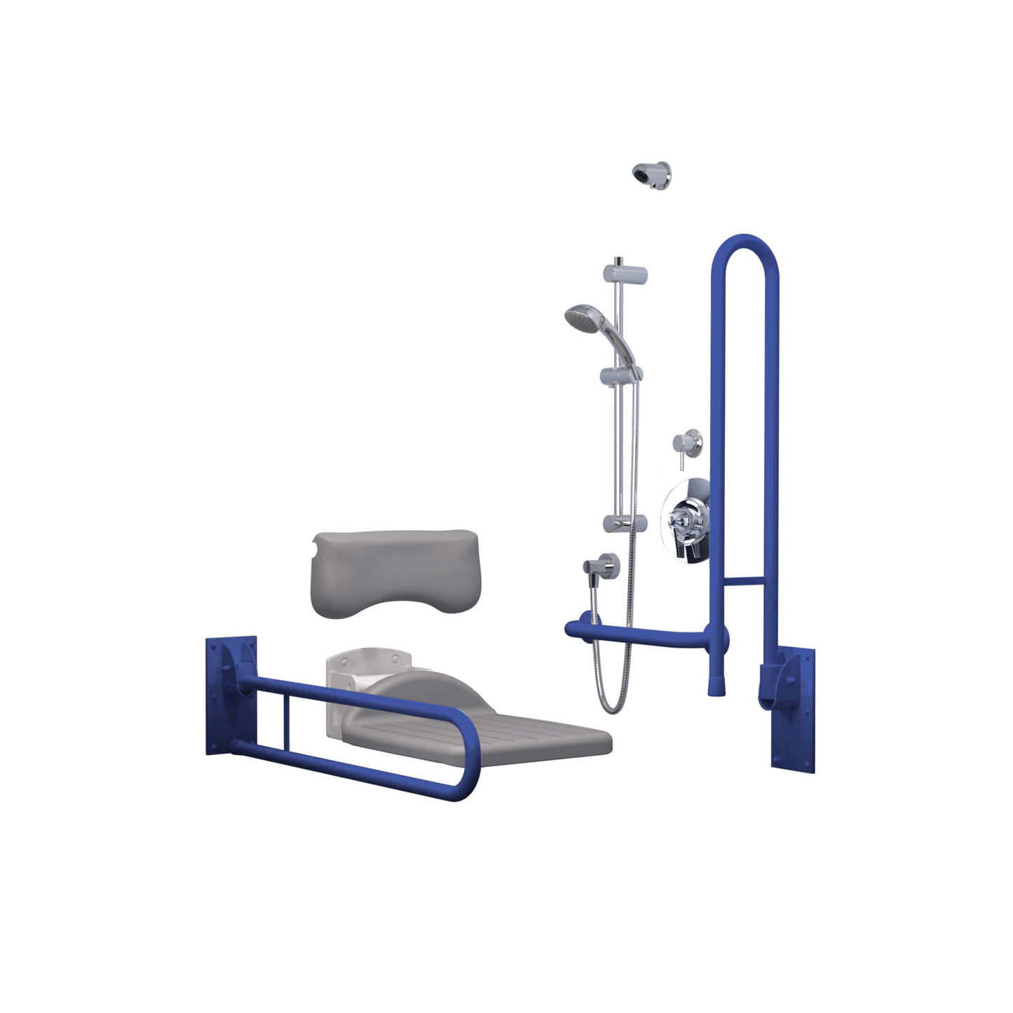 Inta Doc M Shower Room Pack with Rails and Exposed TMV3 Shower - Blue - DMPS904BL