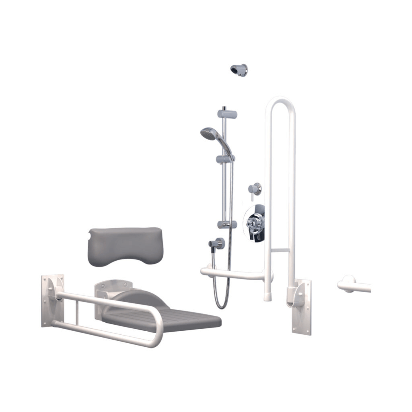 Inta Doc M Shower Room Pack with Rails and Exposed TMV3 Shower - White - DMPS904WH