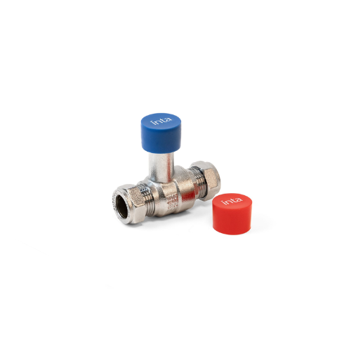 Inta Extended Ball Valve K Type - Blue and Red Cover - 22mm - TR22KBV