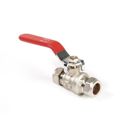 Inta Ball Valve - Full Bore - Red Lever Handle - 15mm - LBV209315R