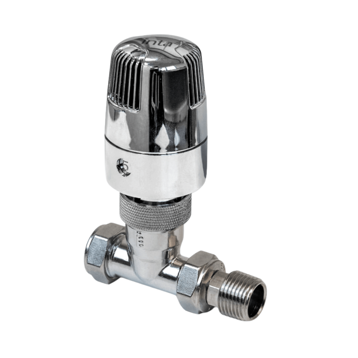 Inta i-Therm Thermostatic Radiator Valve with Lockshield - Straight - 15mm - Chrome - TRVAST15HP