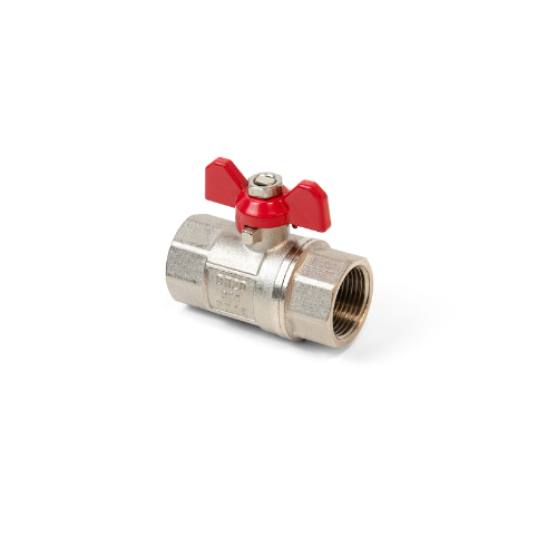 Inta iball Ball Valve - Full Bore - Red Butterfly Handle - 1 1/4" Female - BBV0989125R