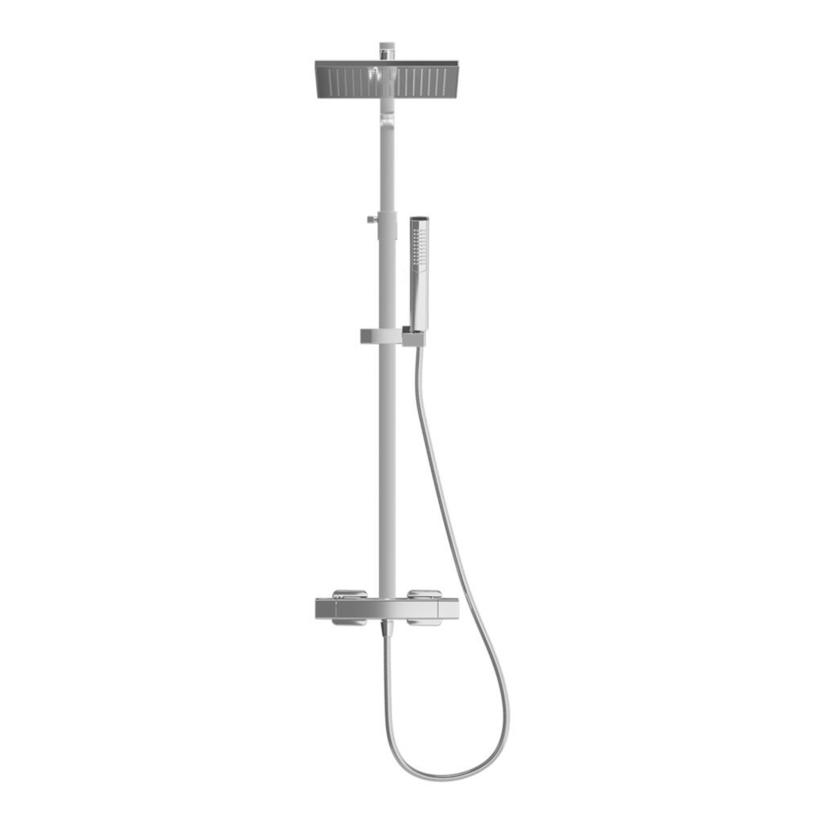 Inta Mio Safe-Touch Dual Outlet Thermostatic Shower with Telescopic Riser Kit, Overhead Soaker & Handset - IX400020CP