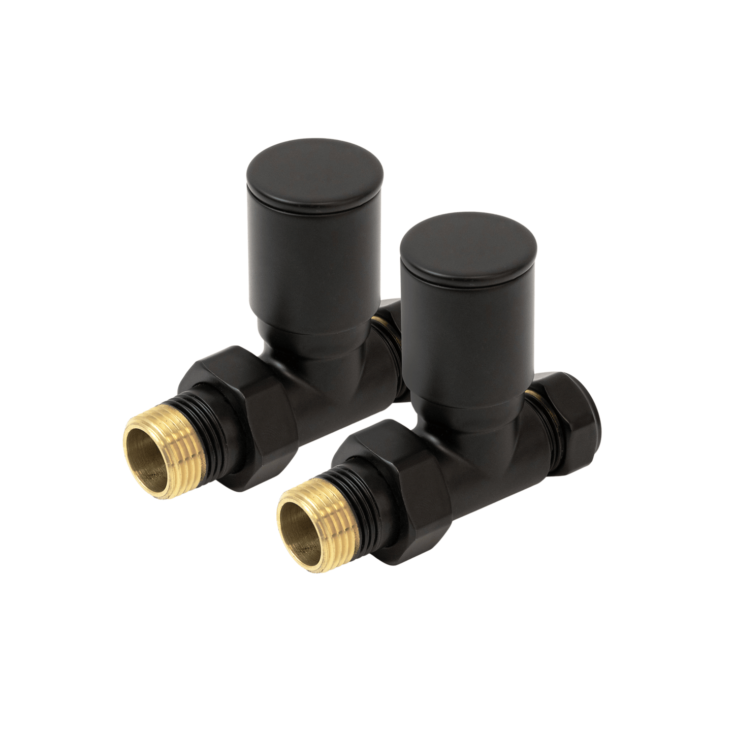 Inta Modern Radiator Valves - Straight - 1/2" x 15mm - Black - 1024BL