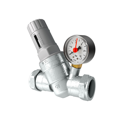 Inta Screwed Iron Dial-up Pressure Reducing Valve with Gauge - 1 1/2" - PRV223315000G.1
