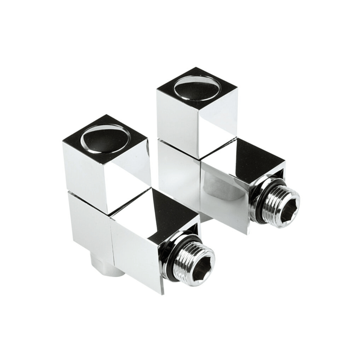 Inta Square Radiator Valves - Angled - 1/2" x 15mm - Chrome - 1030CP