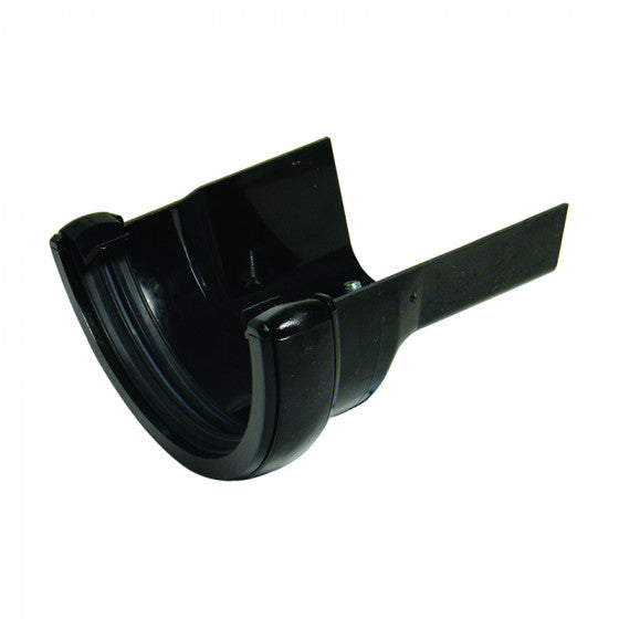 FloPlast 112mm Half Round to Half Round Cast Iron Ogee - Gutter Adaptor Right Hand - Black - RD3B