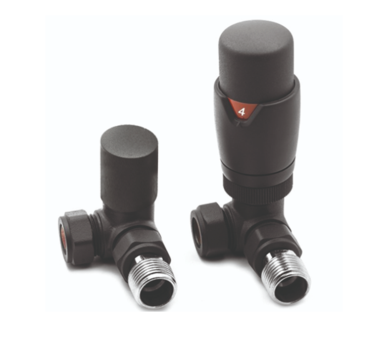 Vitow Modern Round TRV & Lockshield Set - Corner - Anthracite