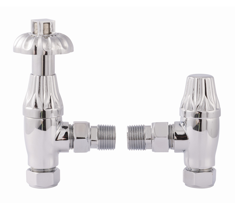 Vitow Westminster TRV & Lockshield Set - Angled - Chrome