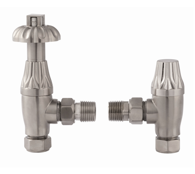 Vitow Westminster TRV & Lockshield Set - Angled - Satin Brushed Nickel