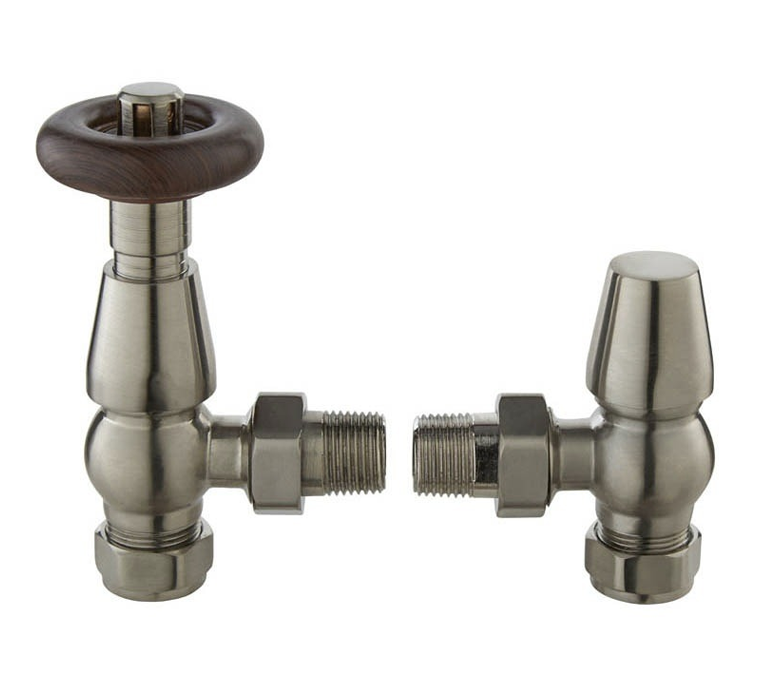 Vitow Chelsea TRV & Lockshield Set - Angled - Satin Brushed Nickel