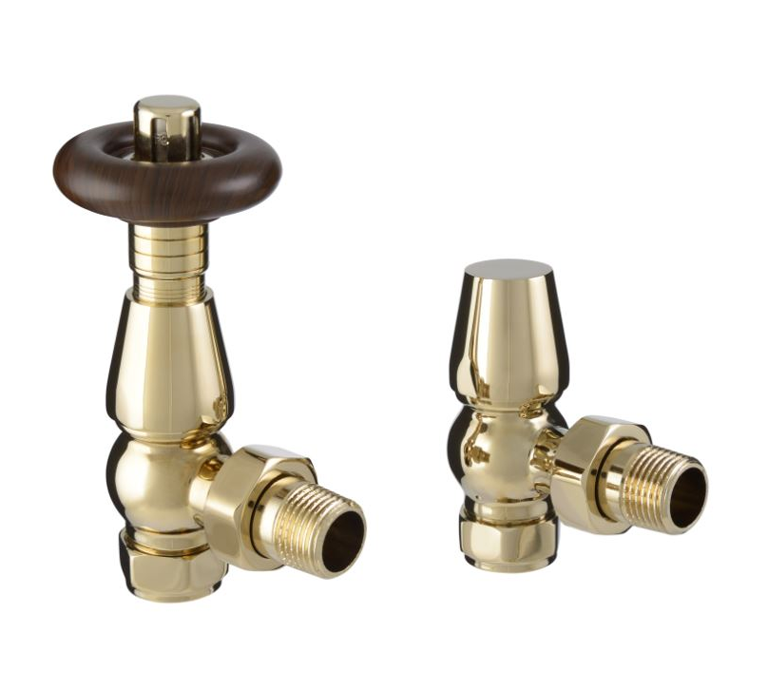 Vitow Chelsea TRV & Lockshield Set - Angled - Polished Brass