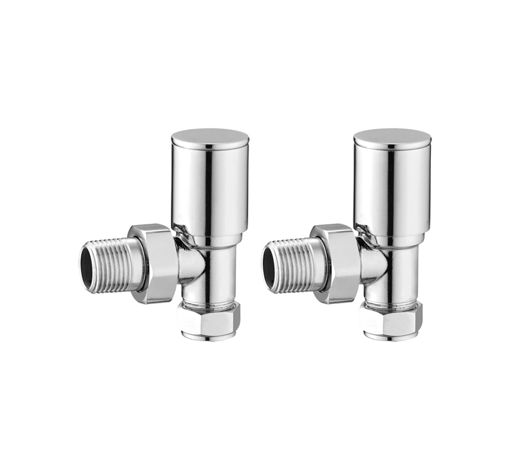 Vitow Modern Round Manual Valves (Pair) - Angled - Chrome