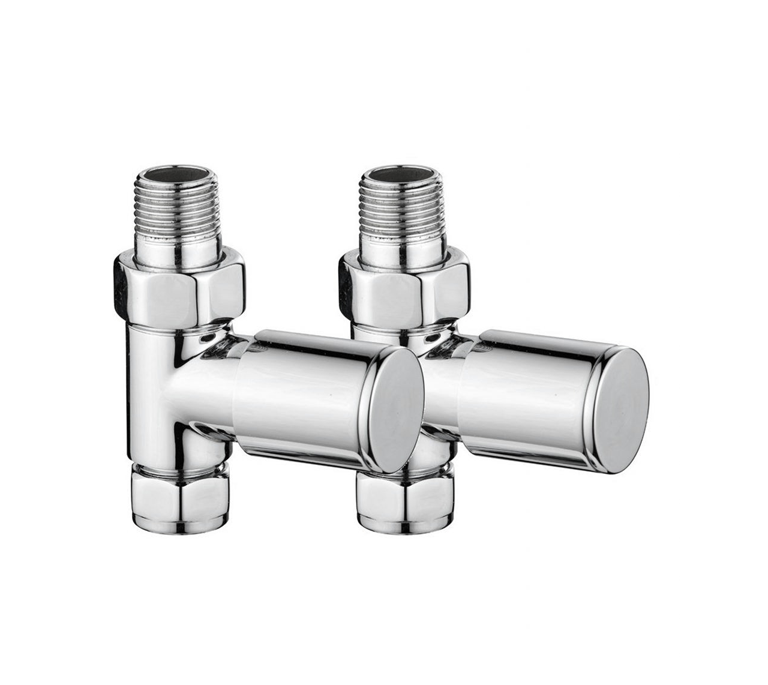 Vitow Modern Round Manual Valves (Pair) - Straight - Chrome