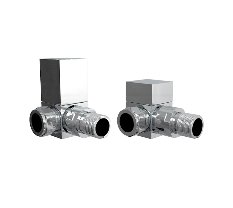 Vitow Modern Square Manual Valves (Pair) - Corner - Chrome
