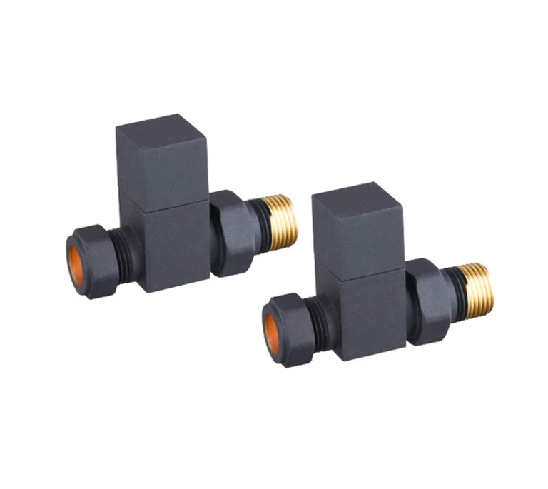 Vitow Modern Square Manual Valves (Pair) - Straight - Anthracite