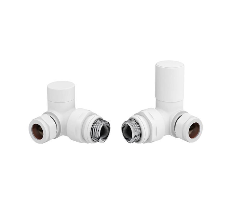 Vitow Modern Round Manual Valves (Pair) - Corner - White