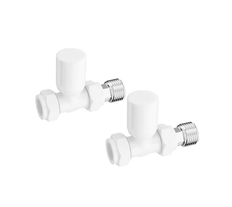 Vitow Modern Round Manual Valves (Pair) - Straight - White