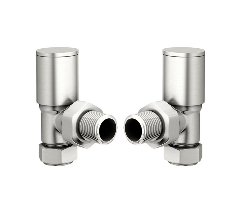 Vitow Modern Round Manual Valves (Pair) - Angled - Satin Brushed Nickel