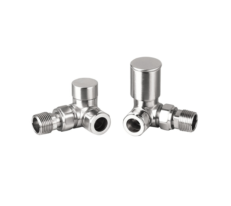 Vitow Modern Round Manual Valves (Pair) - Corner - Satin Brushed Nickel