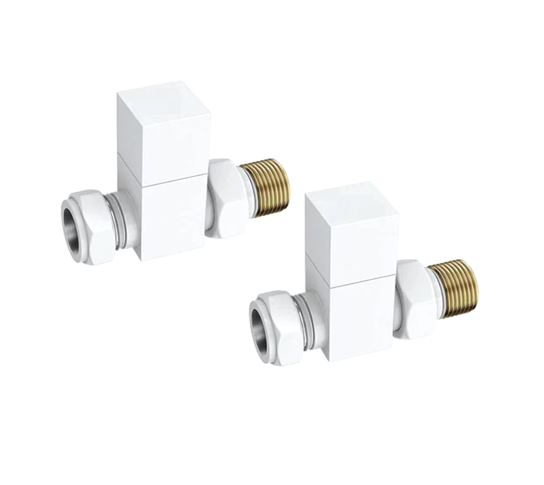 Vitow Modern Square Manual Valves (Pair) - Straight - White