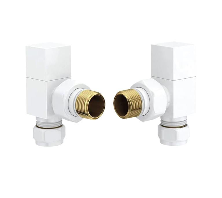 Vitow Modern Square Manual Valves (Pair) - Angled - White