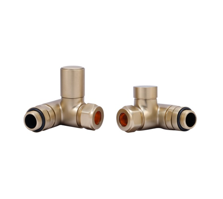 Vitow Modern Round Dual Fuel Manual Valves - Corner - Brushed Brass