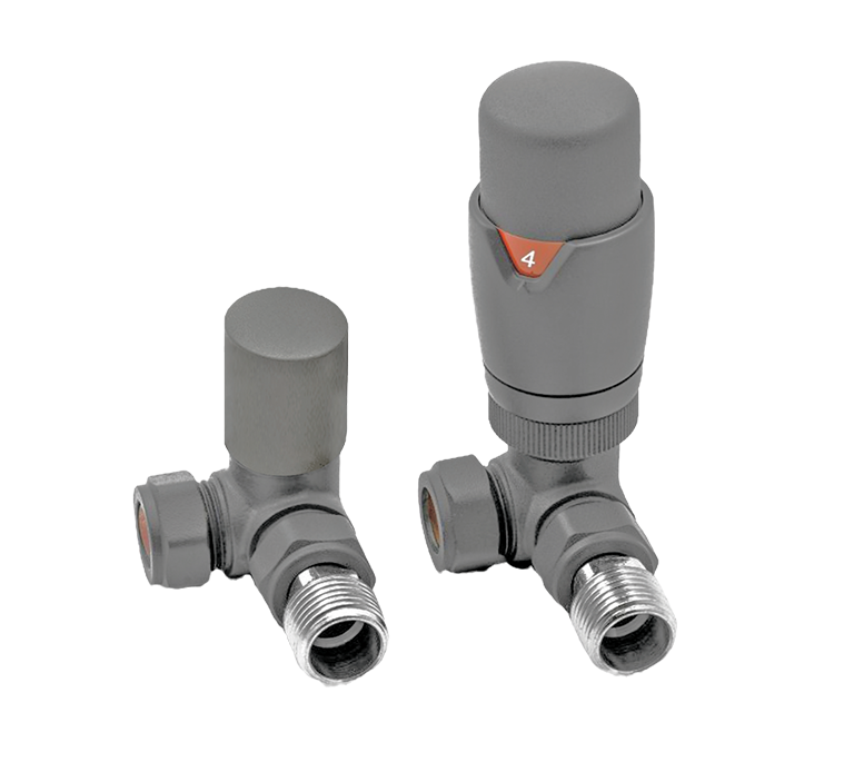 Vitow Modern Round TRV & Lockshield Set - Corner - Basalt Grey