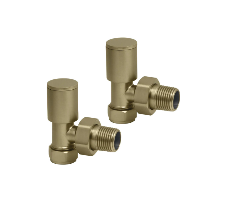 Vitow Modern Round Manual Valves (Pair) - Angled - Brushed Brass