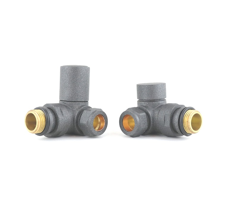 Vitow Modern Round Manual Valves (Pair) - Corner - Basalt Grey