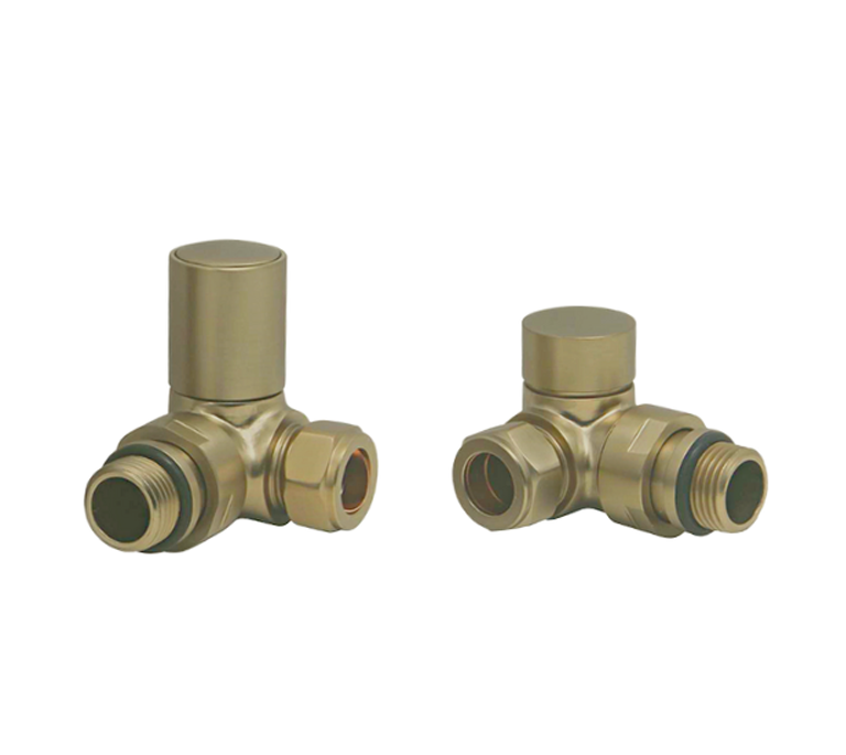 Vitow Modern Round Manual Valves (Pair) - Corner - Brushed Brass