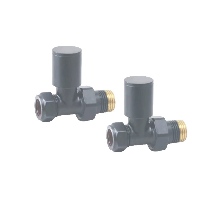 Vitow Modern Round Manual Valves (Pair) - Straight - Basalt Grey