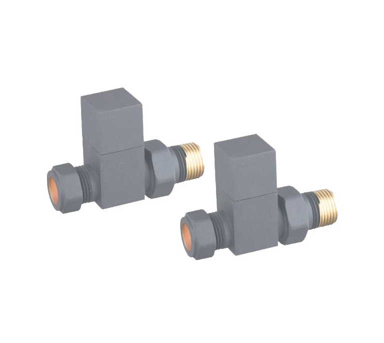 Vitow Modern Square Manual Valves (Pair) - Straight - Basalt Grey