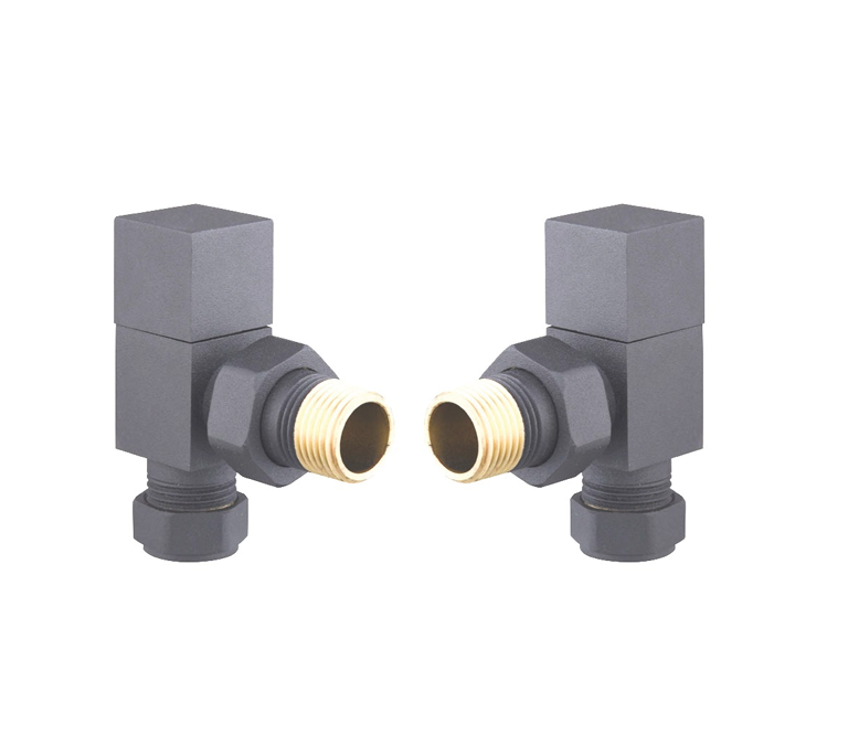 Vitow Modern Square Manual Valves (Pair) - Angled - Basalt Grey