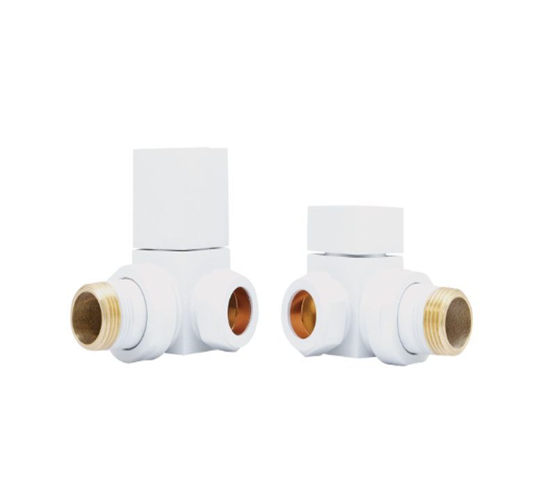 Vitow Modern Square Manual Valves (Pair) - Corner - White