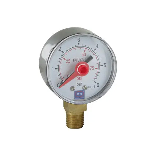 Officine Rigamonti 0300 Series Pressure Gauge - Bottom Connection - 0-6 Bar - 1/4" MBSP - 0300.006