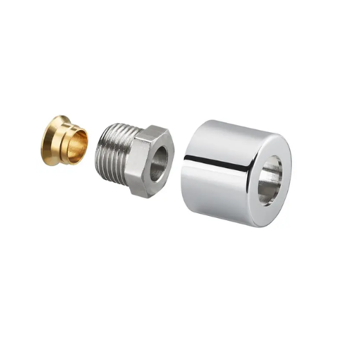 Oventrop Compression Fitting Set for Exclusive Radiator Valves E - G 1/2 M x 15mm - Chrome Plated - 1169093