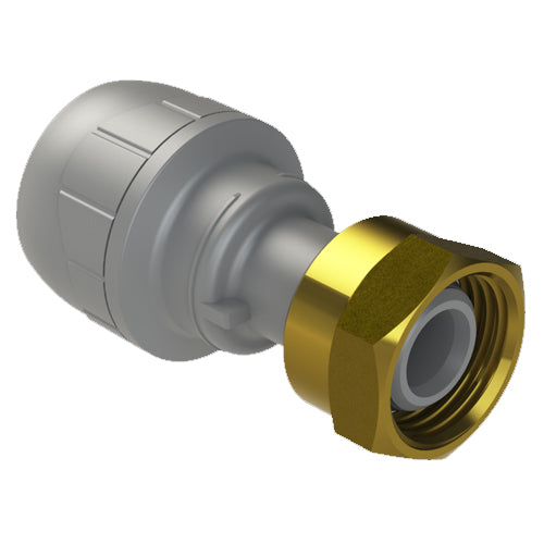 PolyPlumb Enhanced Straight Tap Connector (Brass) - 15mm x 1/2" - Grey - PB715