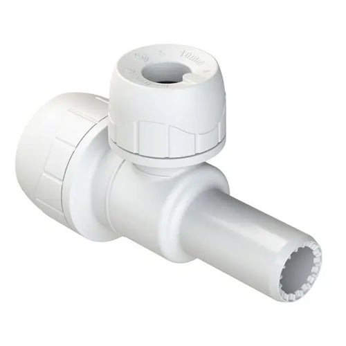PolyPlumb Enhanced Reducing Spigot Tee - Branch - 15mm x 15mm x 10mm - White - PB1215EW