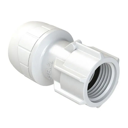 PolyPlumb Enhanced Straight Tap Connector - Hand Tighten - 15mm x 1/2" - White - PB2715EW