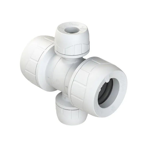 PolyPlumb Enhanced Manifold - 2 Port (Socket/Socket) Double Sided - 22mm x 10mm - White - PB2822EW