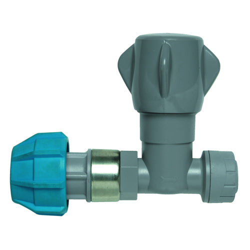 PolyPlumb Enhanced MDPE Polyfast Stopcock - 20mm x 15mm - Grey - PB262015