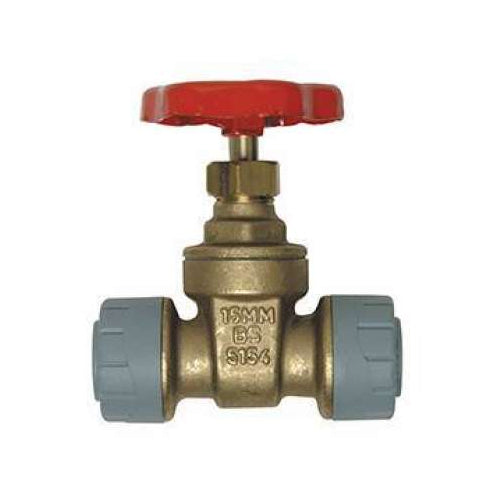 PolyPlumb Enhanced Gate Valve (Brass) - 15mm - Grey - PB3115