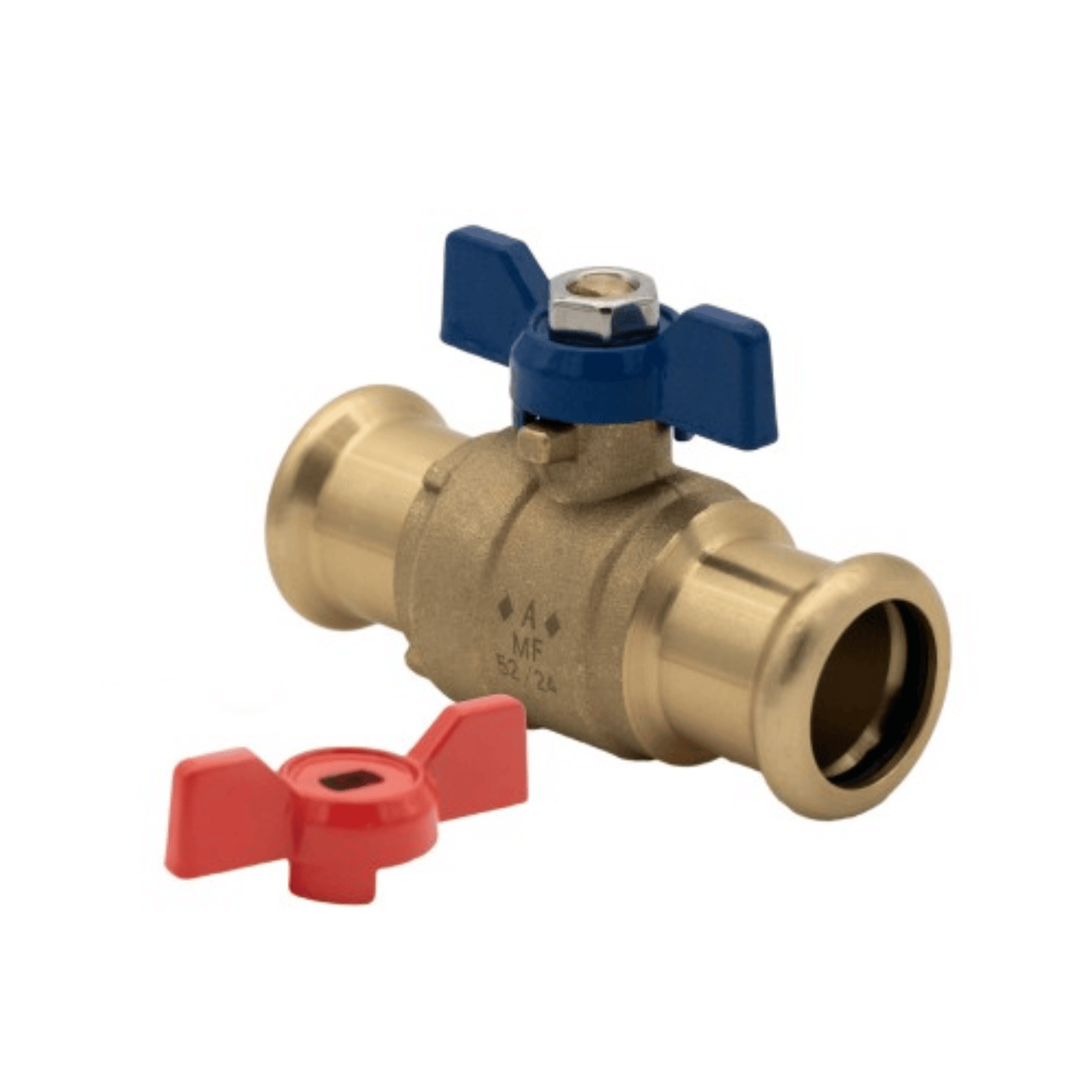 M-Profile - Press Fit - Water - Red & Blue Handle Butterfly Ball Valve - 28mm