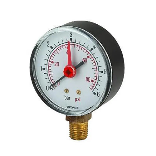 Reliance 63mm Dial Pressue Gauge 0-6 Bar - 1/4" MBSP Bottom Inlet - GAGE250008