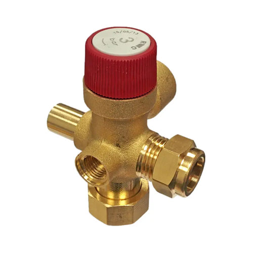 RWC Core Unit Pressure Relief Expansion Manifold Valve Vessel Port - 3 Bar - 1/2" x 15mm x 3/4" - CORE209106