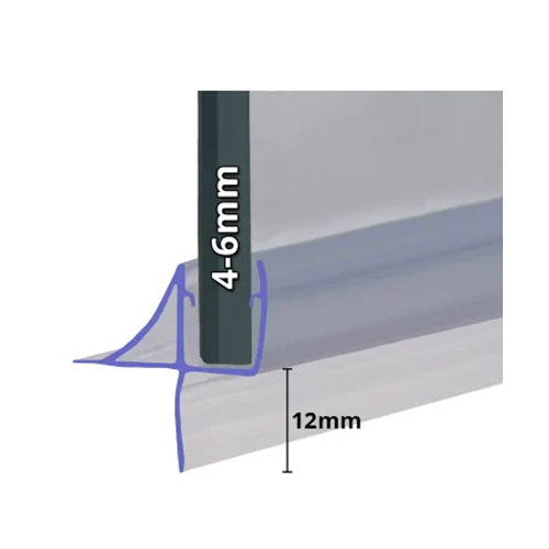 Shower Seal Shower/Bath Seal - 4-6mm Glass x 12mm Drop - 1m