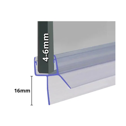Shower Seal Shower/Bath Seal - 4-6mm Glass x 16mm Drop - 1m