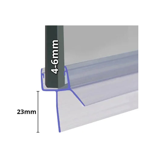 Shower Seal Shower/Bath Seal - 4-6mm Glass x 23mm Drop - 1m
